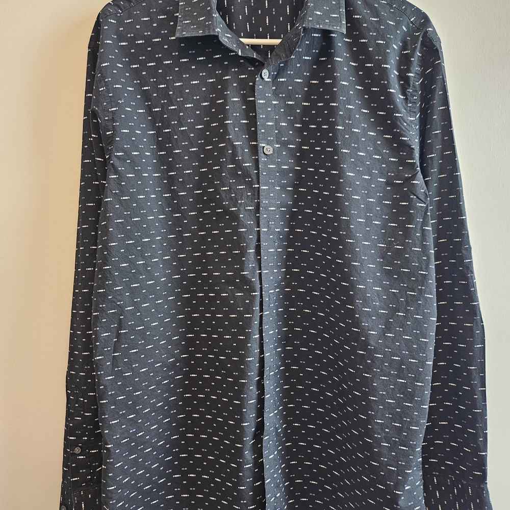 Alfani Dark Blue Casual Button Down Shirt